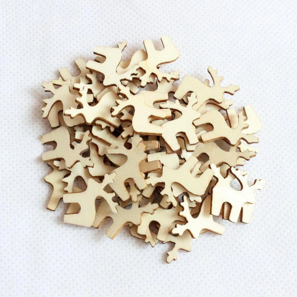 20 мм натуральные пустые деревянные рождественские мини снежинки Рождественская