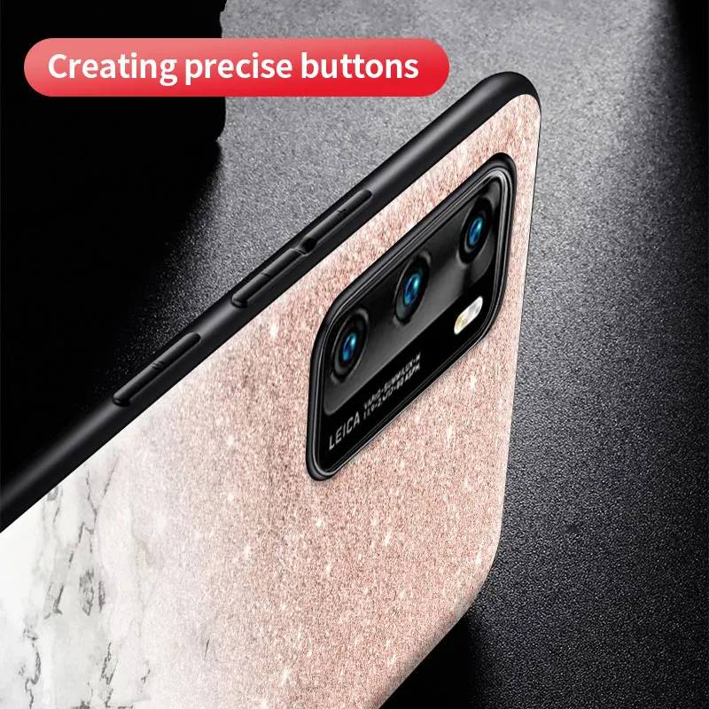 

Fashion Phone Case For Huawei P30 P40 Lite E P Smart Z Y6 Y7 Honor 9X Pro 8X Play 9A Black Soft Cover Pink Bling Pattern