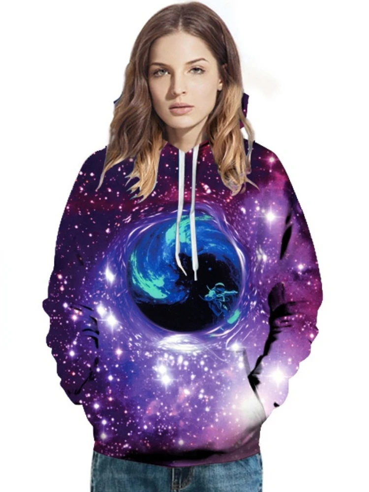 

2021 European and American Hot Style Fashion Loose Jacket Digital Printing Hooded Baseball Uniform Long-sleeved Couple Sweater