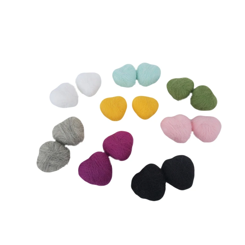 Accesorios de fotograf&iacute;a para reci&eacute;n nacido, accesorios de estudio fotogr&aacute;fico para beb&eacute;, con forma de coraz&oacute;n de amor, Color arco&iacute;ris, hecho a mano de fieltro de lana, 6 unids/set por juego-4