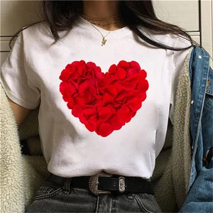 2021 heart  printed T-shirt Womens Ladies Graphic Female Tee T-Shirt Summer Short Sleeve Top T-shirt