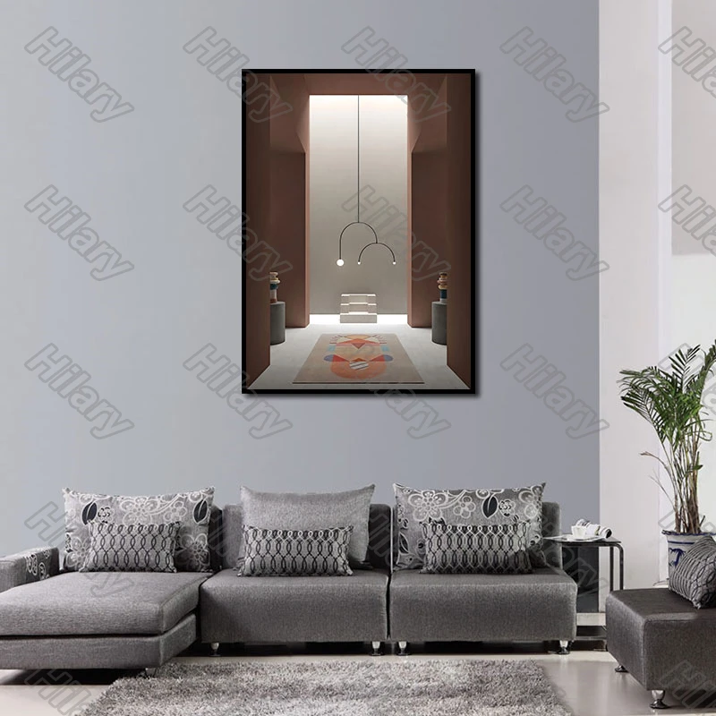 

Poster Indoor Corridor Small Chandelier Canvas Painting Wall Art Nature Home Decoration for Living Room and Bedroom Frameless