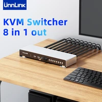 unnlink hdmi kvm switch 4k 30hz switcher 8 host share 1 monitor 4 usb mouse keyboard pinter with extender