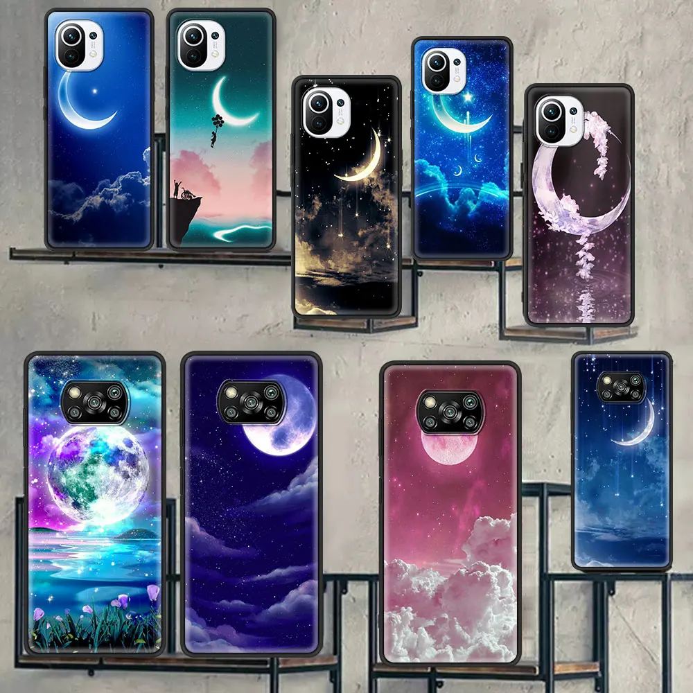 

Phone Case For Xiaomi Poco pocophone F1 X3 NFC F3 X3 GT M3 Pro Note 10 10Lite CC9 Pro A2 Lite Cover Beautiful Magical Moon Light