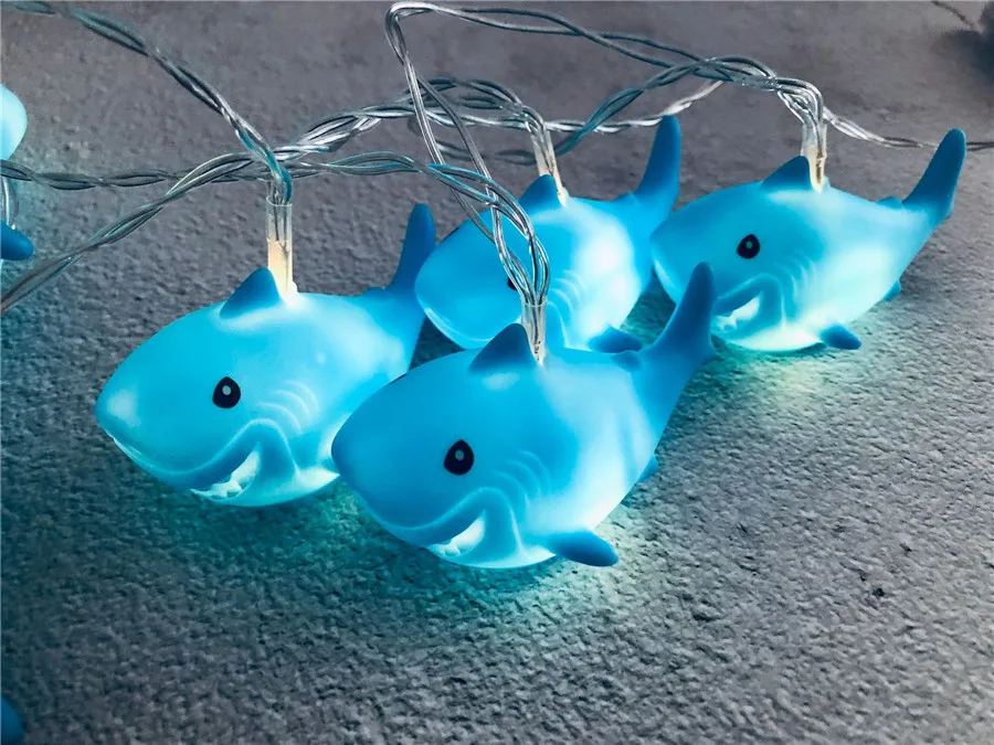 

Ночное освещение акулы для детской комнаты, гирлянда с питанием от USB или батареи, украшение Фойе и окна, 3 м, 20 светодиодов