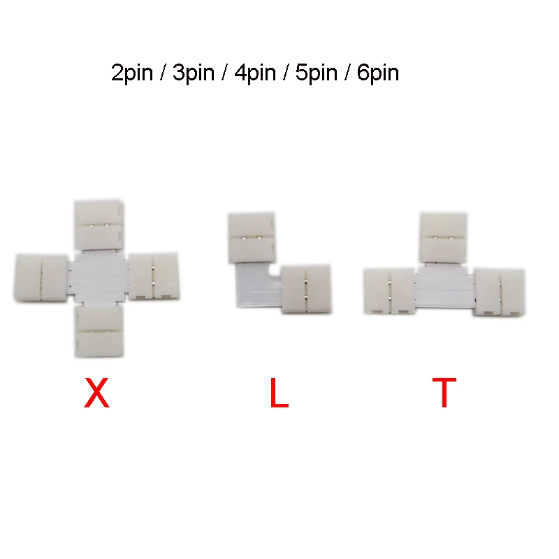 

LED Connector 5set L T X Shape 2pin 3pin 4pin 5pin 6pin For connecting corner right angle 5050 SMD RGB RGBW 3528 2812 LED Strip