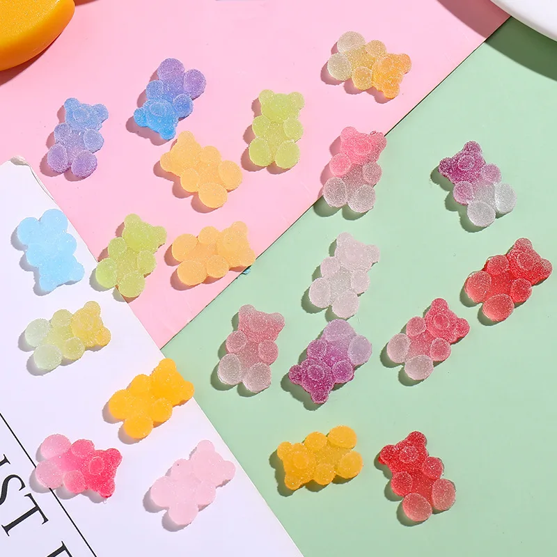 Kawaii Gummy Bear Nail Charm 10pcs/12x7mm Soft Candy Heart Art Decoration Perfect for Cabochons~ ~30 Colors | Красота и здоровье