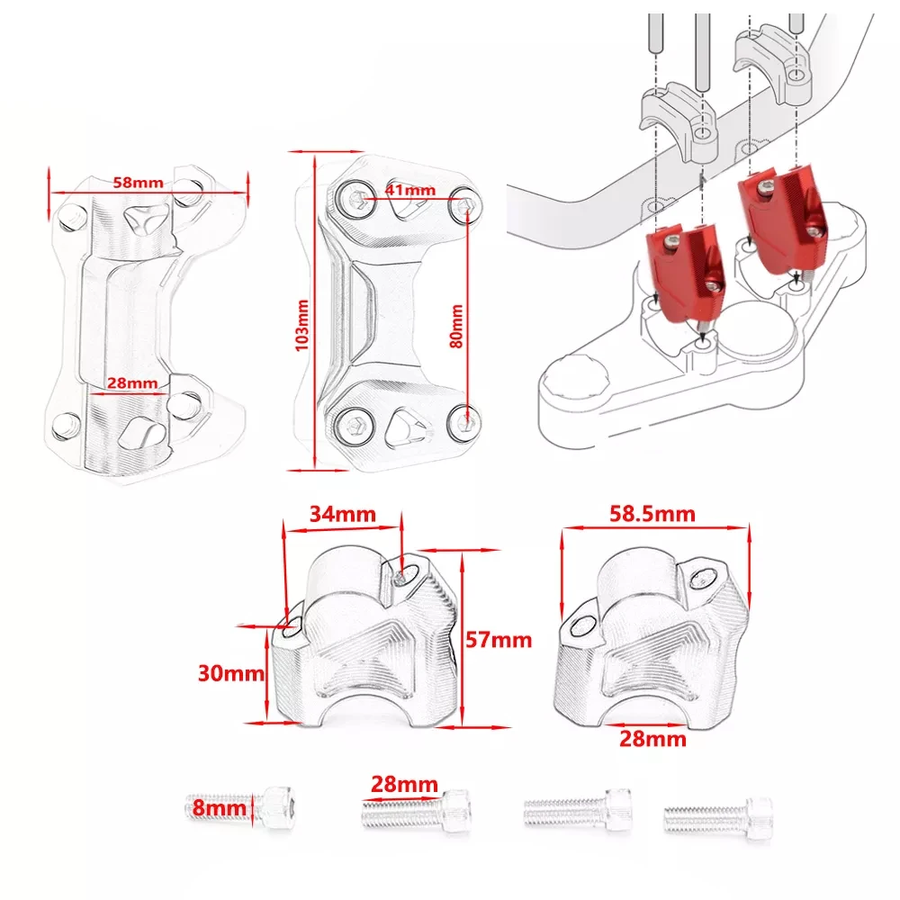 Подъемники на руль 11/8 дюйма 28 мм подходят для Benelli TRK502 TRK502X 502C 752S BJ500 BJ250 TRK251