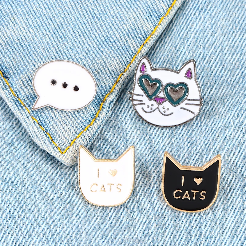 Кошка лиса коньки Кролик Собака брошки пуговицы заколки джинсовые нагрудные