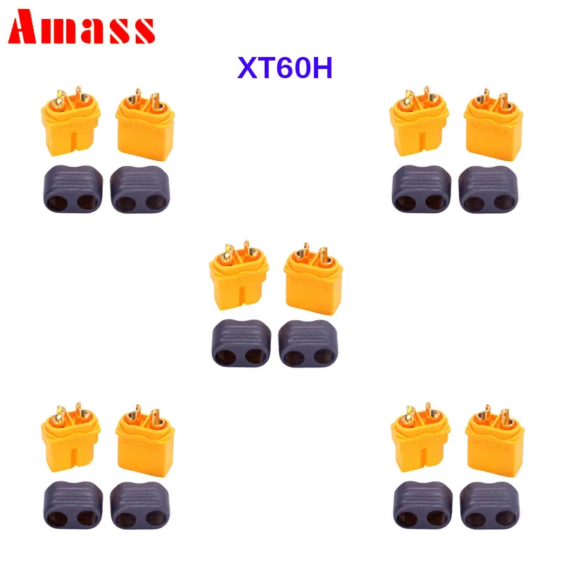 5-10Pairs Amass XT60H Plug Male and Female 3.5mm golden Plated Bullet Connectors with Lock Protective Sleeve for RC Lipo Battery | Игрушки и