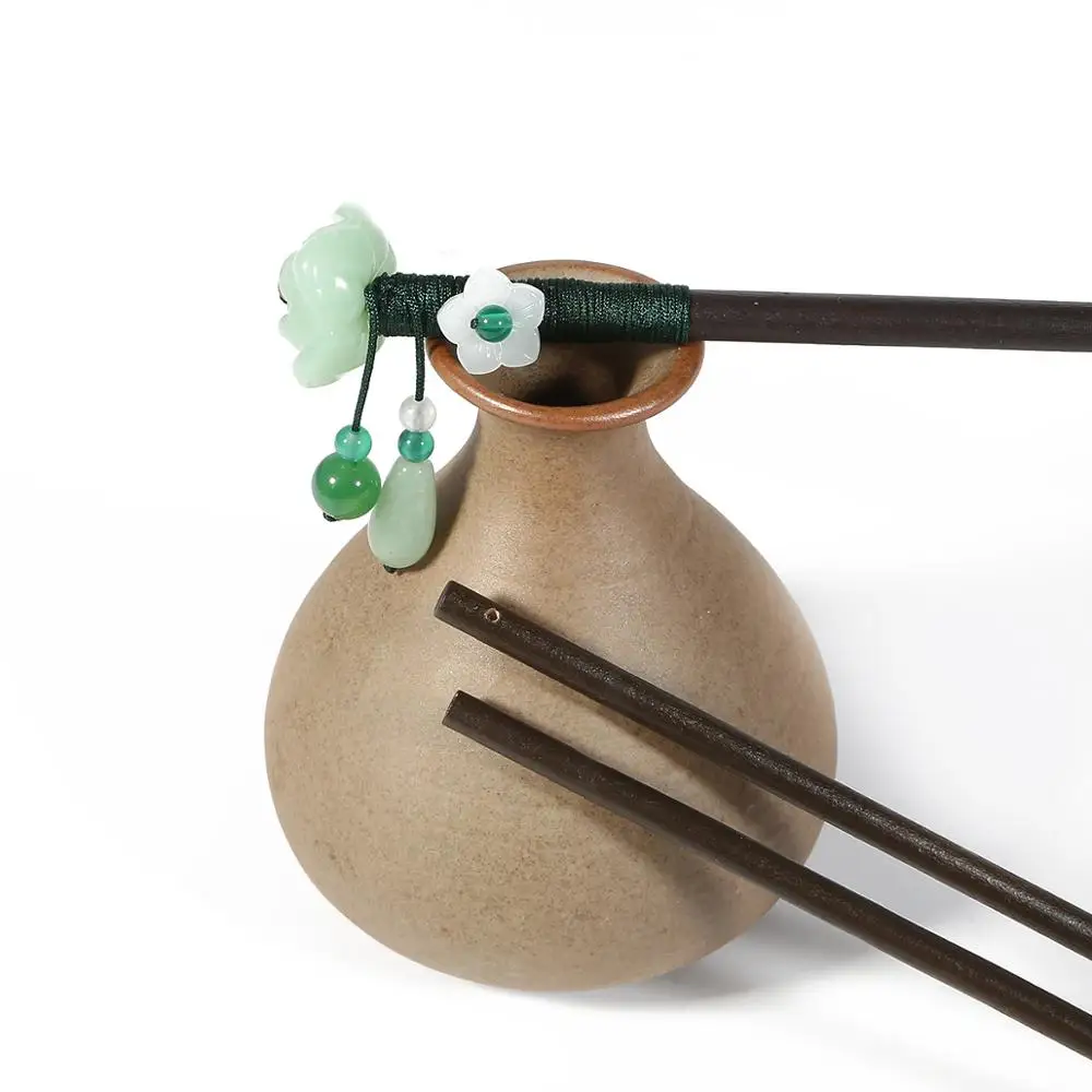 Классическая деревянная палочка для волос 1 шт. 18/15 см темно-коричневая пустая