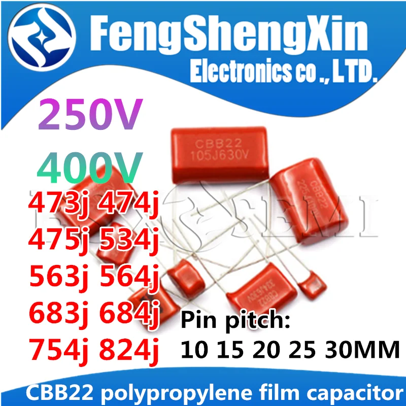 10 шт. CBB22 CBB21 полипропиленовый пленочный конденсатор 250V 400V 0 047 мкФ 47 4 7 473J 474J 475J 534J