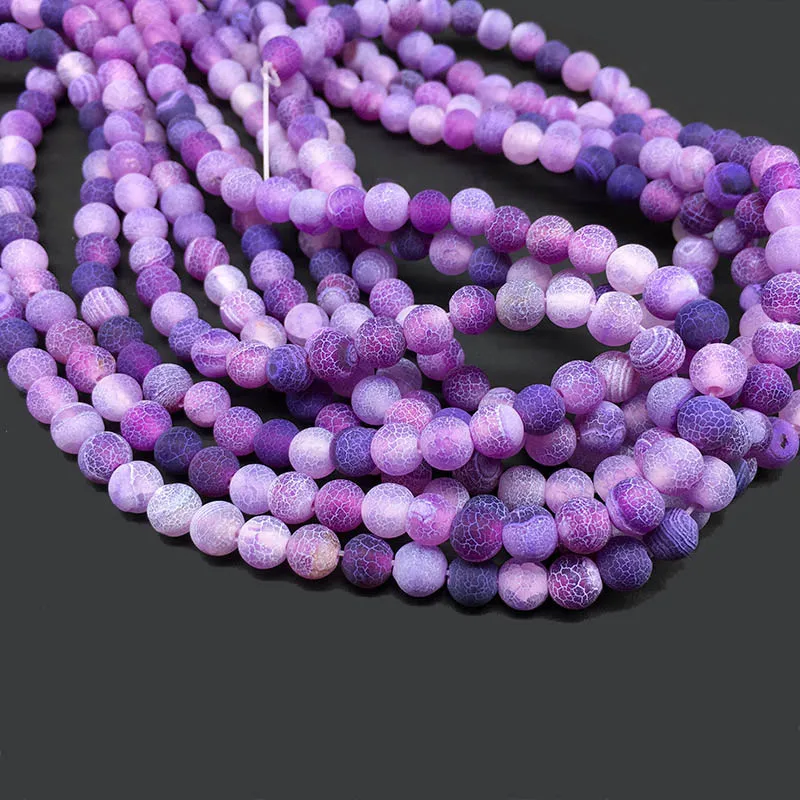 Purple 1 прядь/лот 4 6 8 10 12 мм натуральный камень Мороз Краб Агаты круглый разделитель свободные бусины для самостоятельного изготовления ювелирных изделий ожерелья браслеты - Цвет: Purple