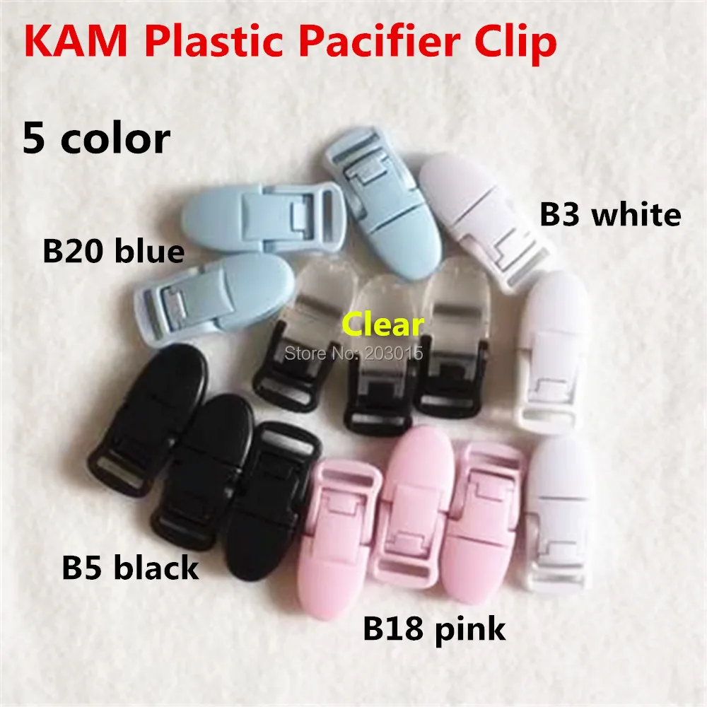 

5PCS/lot 1.5CM Kam Brand Plastic Baby Pacifier Dummy Chain Holder Clips for 15mm ribbon Soother Suspender Clips