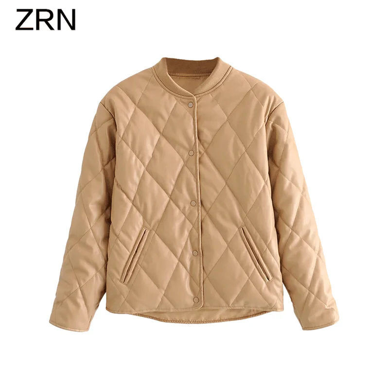 ZRN 2020 Женская модная винтажная куртка из искусственной кожи Свободная мягкая