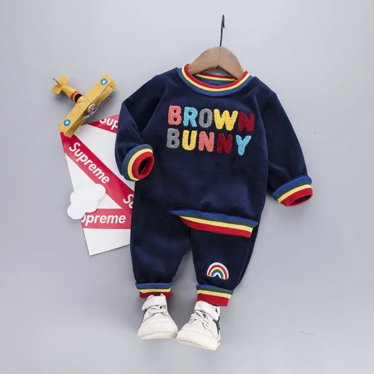 Комплект одежды для младенцев осенняя плотная бархатная одежда маленьких