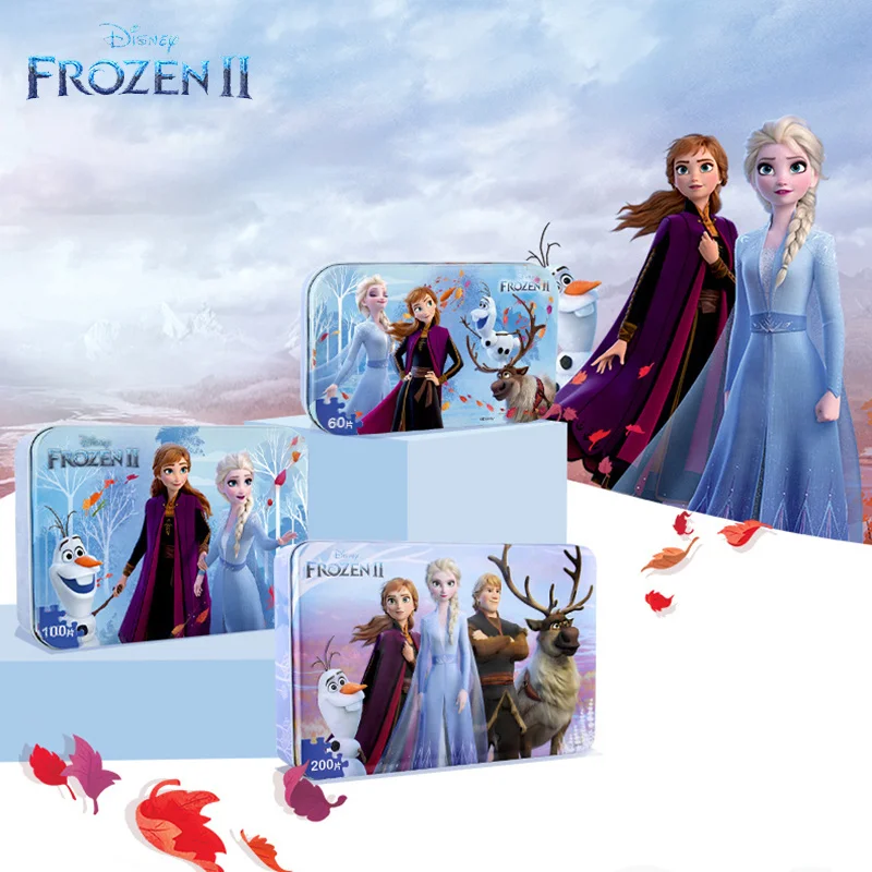 Дисней Холодное сердце 2 железная коробка для хранения деревянный пазл 10 Цвет