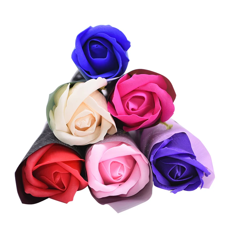 

5Pcs Soap Flower Rose Artificial Flower Bouquet Multicolor Rose Wedding Flower Decoration Scrapbooking Fake Rose Flower