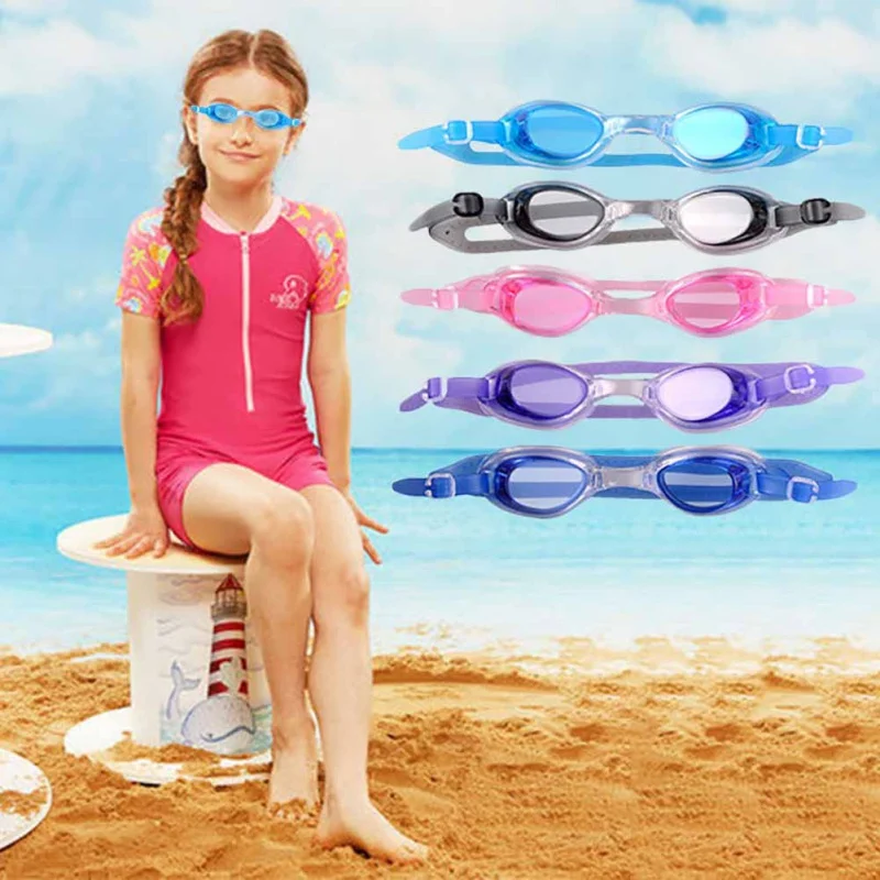 Children Water Sports HD Flate Silicone Waterproof Anti-fog Swimming Goggles UV PC Underwater Diving Eyeglasses Kids