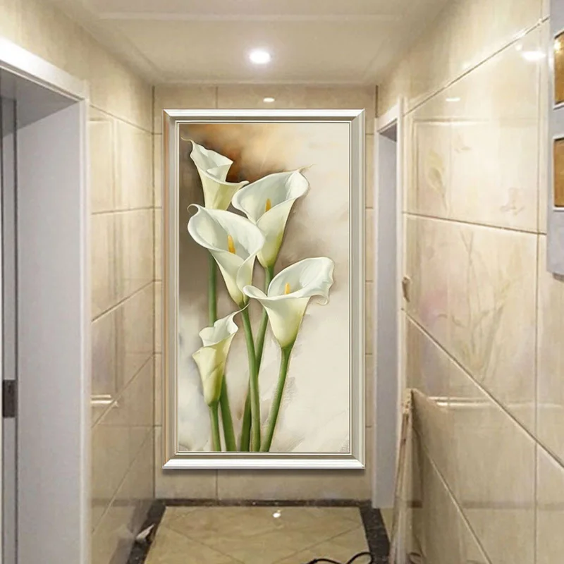 

Silk Wallpaper Calla Flower Murals Oil Style Mural Painting Art Silk Picture Wall Pictures For Living Room THIN889