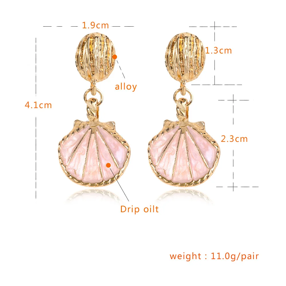 

OUREX 2021 New Fashion Alloy Shell Drop Earrings Simple Design Dangle Earrings for Women Girl Party Jewelry Accessories Wholesal