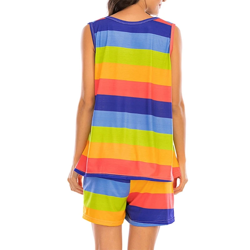 Женская летняя обувь размера плюс из 2 предметов пижамный комплект без рукавов с