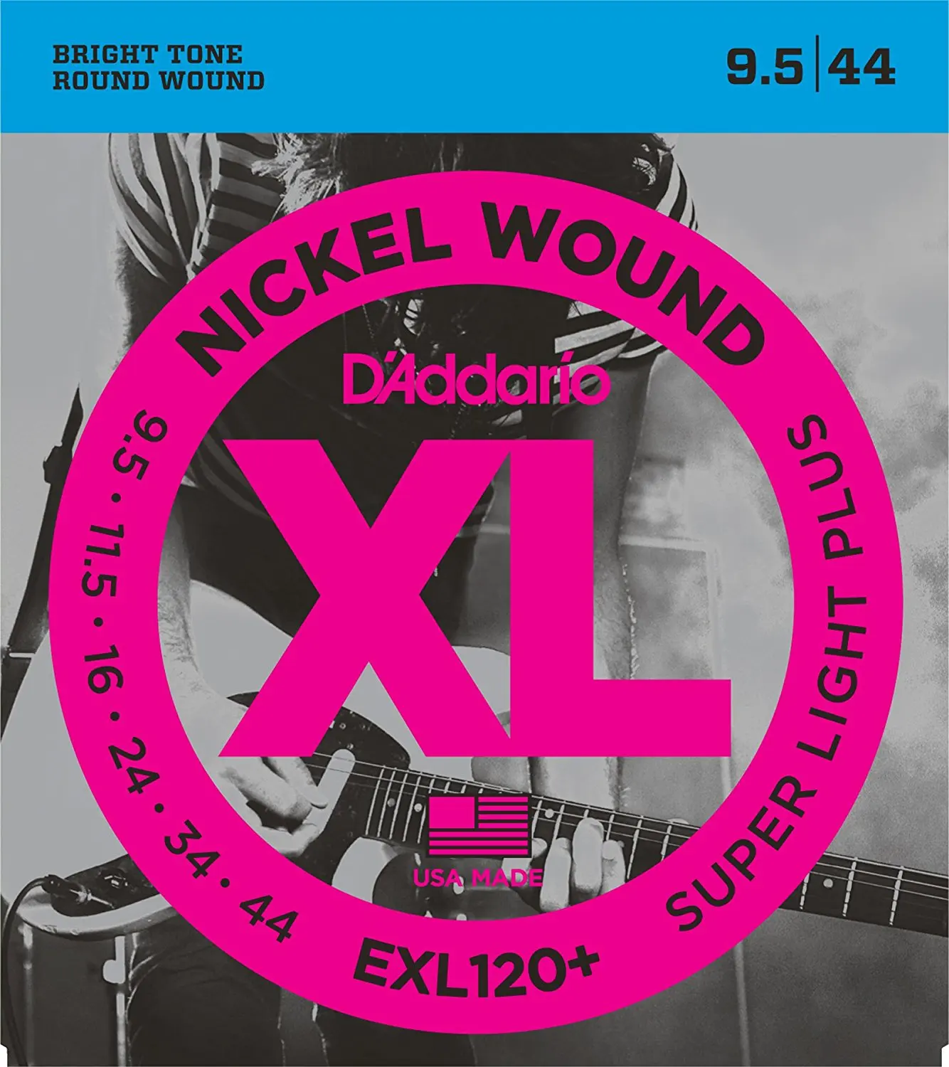 

D'Addario EXL120+ Nickel Wound Electric Guitar Strings, Super Light Plus, 9.5-44