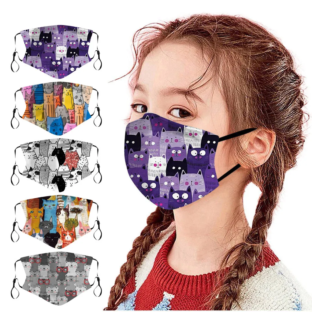 5 шт. Детская Хлопковая моющаяся Регулируемая Маска с мультипликационным принтом