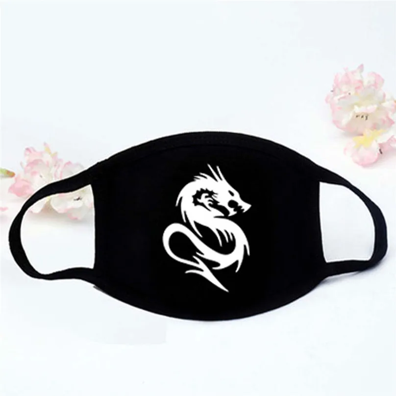 Милые Черные унисекс для женщин и мужчин маска лица Хлопок Аниме Маска рта Анти