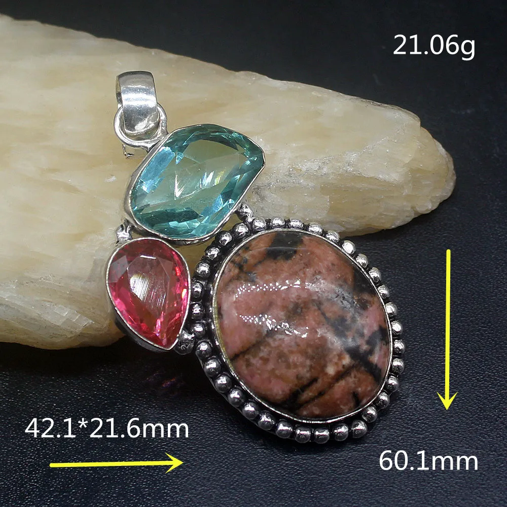 

Gemstonefactory Jewelry Big Promotion 925 Silver Vintage Jasper Unique Topaz Women Ladies Gifts Necklace Pendant 0845