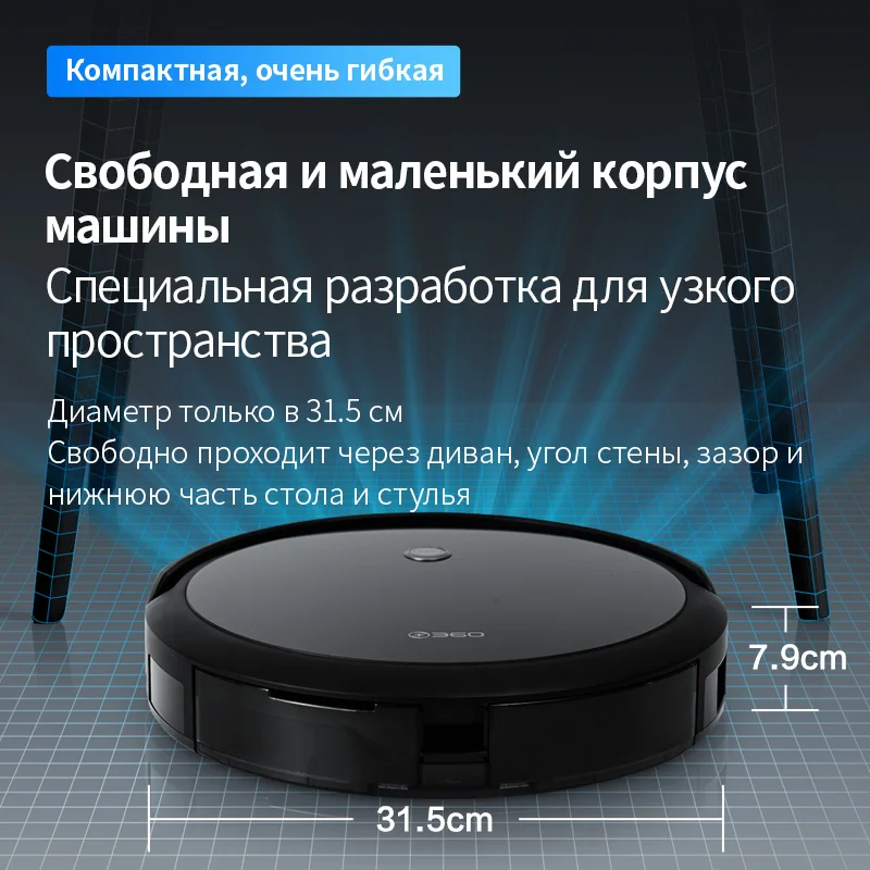 Робот пылесос 360 C50 сухая и влажная уборка 2600Па резервуар 300мл пылесборник 510мл АРР