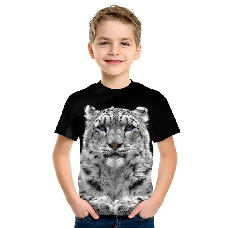 Детская футболка с объемным принтом в виде снежного леопарда изображением