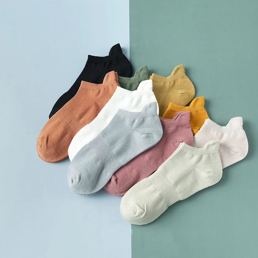 10 Pair Summer Women's Breathable Cotton Casual Mesh Color Boat Socks Cheap Wholesale