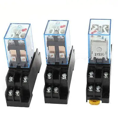 3 x AC 110 V 120 5A катушки DPDT 35 мм DIN Rail электромагнитный Мощность реле + разъем|Реле| |