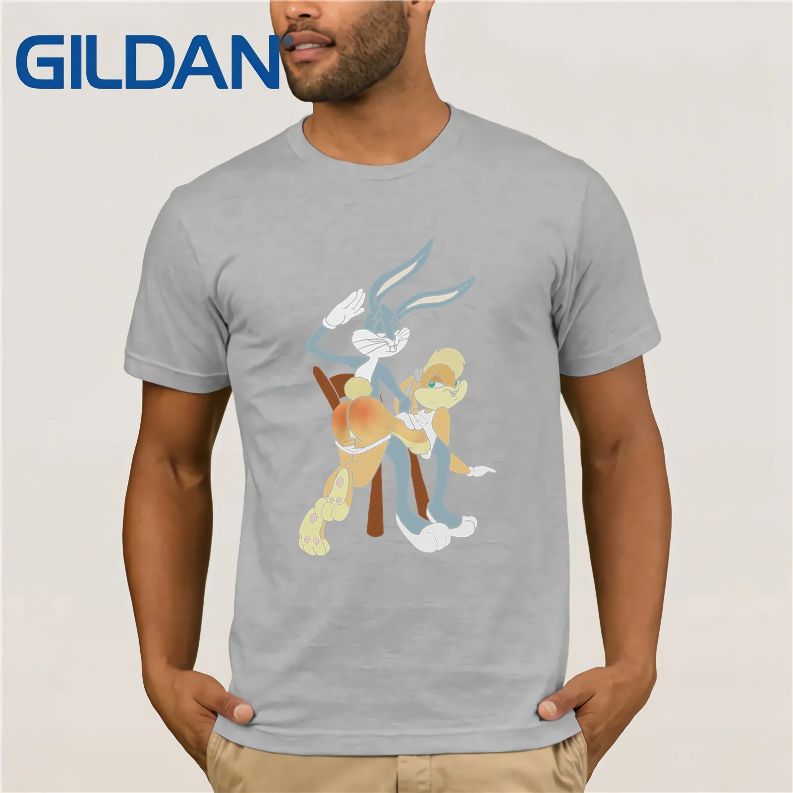 Bugs Bunny Spanking Мужская футболка с коротким рукавом Забавные футболки хлопковые топы