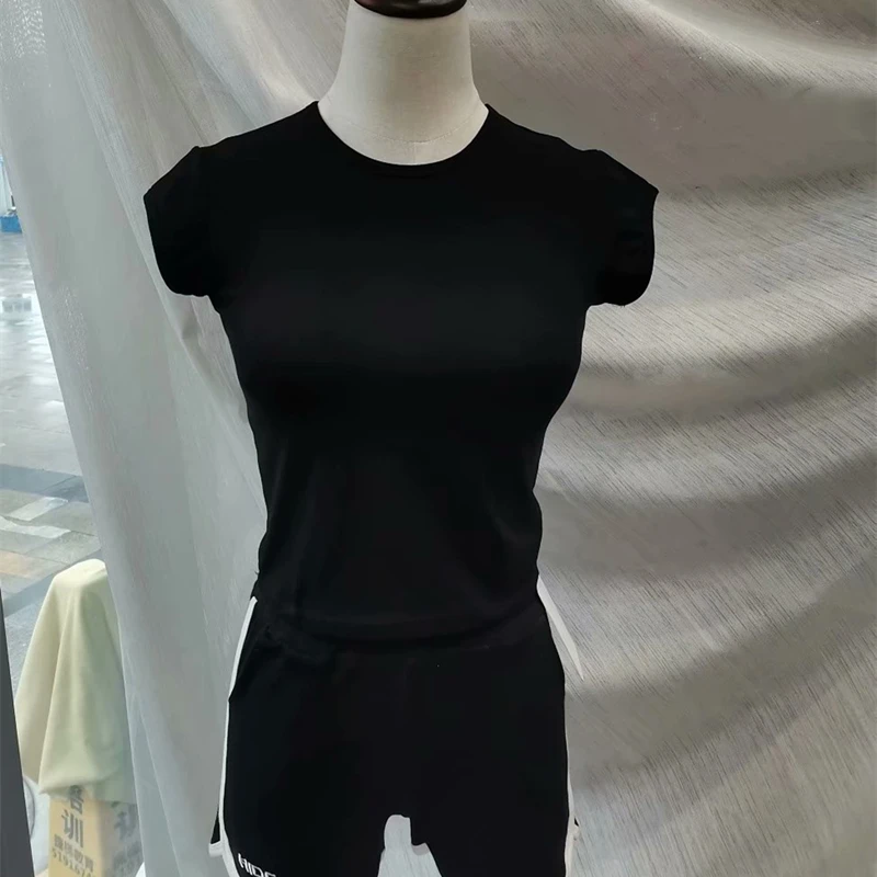 Женский топ с коротким рукавом облегающий однотонный белый зеленый черный