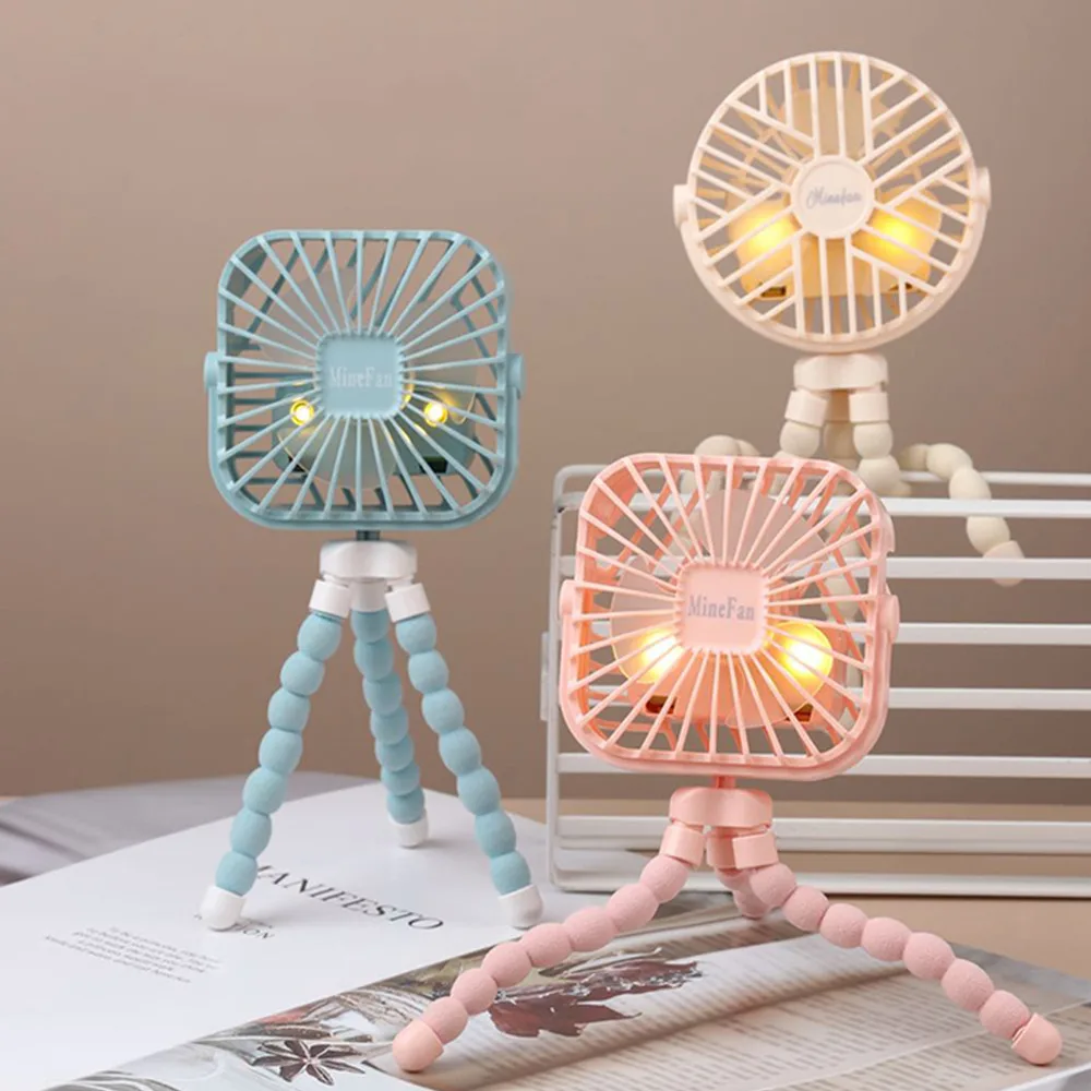 

Stroller Fan Personal Portable Desk Handheld Fan USB Rechargeable Baby Car Seat Winding Fan Summer Outdoor Office Cooling Fan