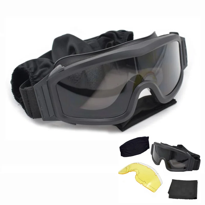 

Military Sunglasses Men Army Shooting Paintball Airsoft Glasses UV Protection Motorcycle Glasses With 3 Lenses Tactical Goggles