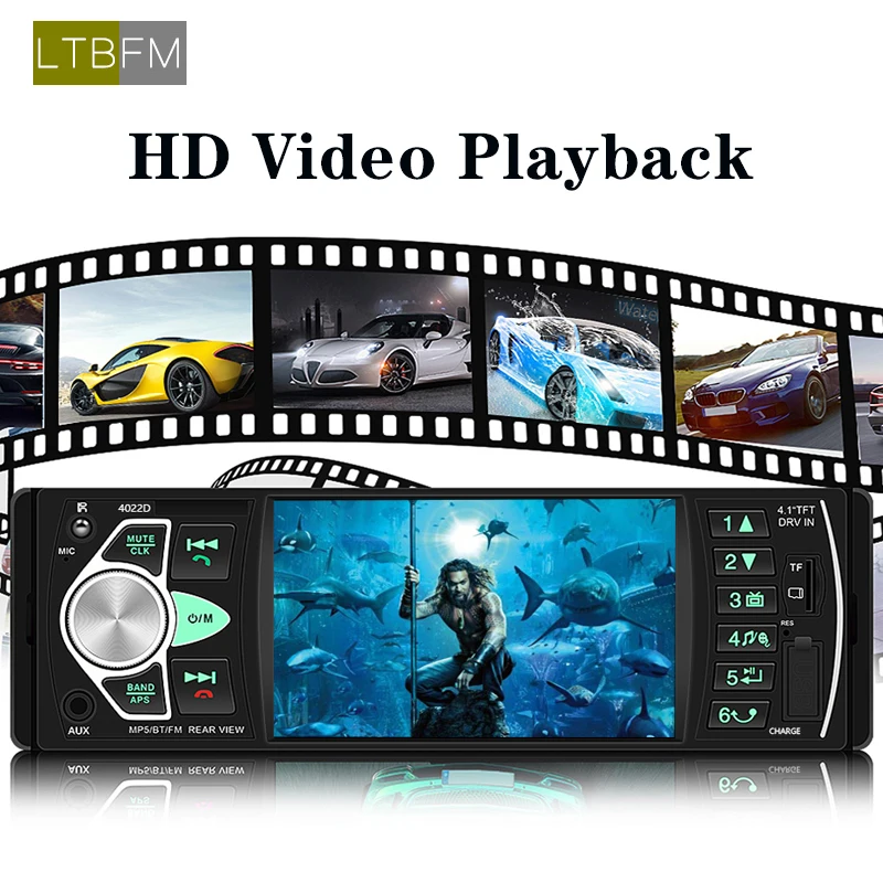 LTB FM 4,1 дюймов 1 Din MP3 плейер автомобиля автомагнитола аудио стерео 4012B USB SD AUX FM Bluetooth магнитола станции заднего вида камера Дистанционное управление