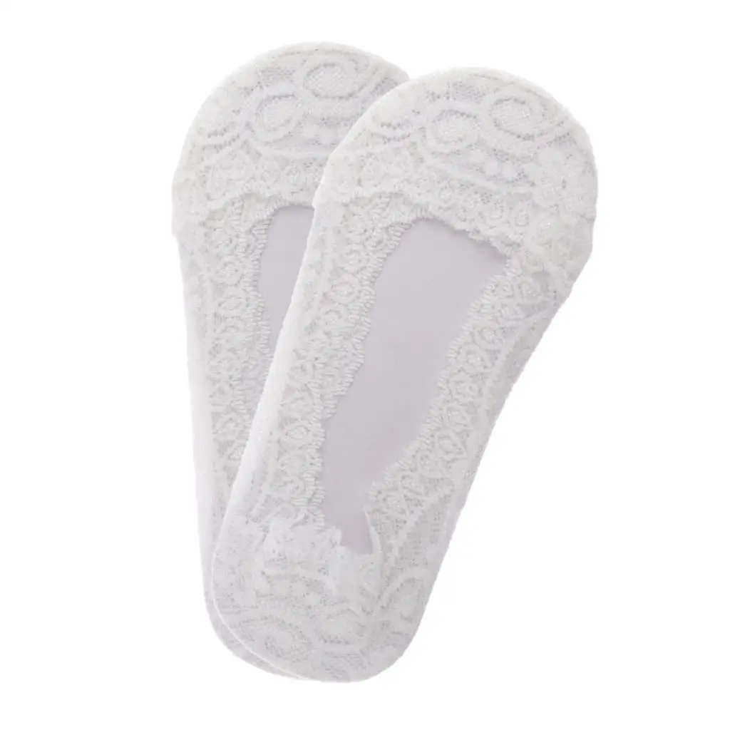 2 пары повседневные тонкие нескользящие носки с кружевом|Носки-следки| |