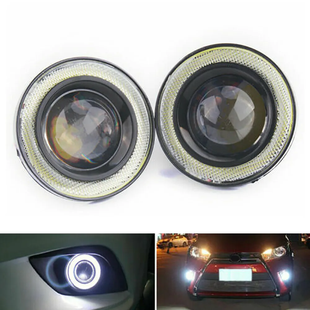 

White Angel Eye 10W Fog Lights 12V 2.5inch 2X 3200LM ATV Accessories Car