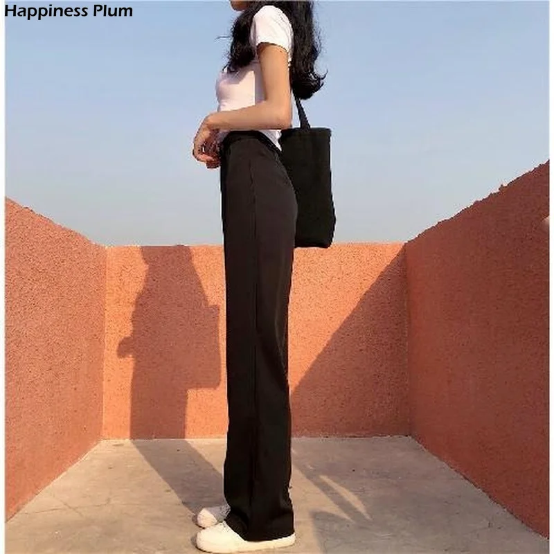 

Summer Plus Size Ladies High Waist Wide Leg Pants Ladies Street Casual Loose Solid Color Womens Trousers Thin Mopping Pants 2021