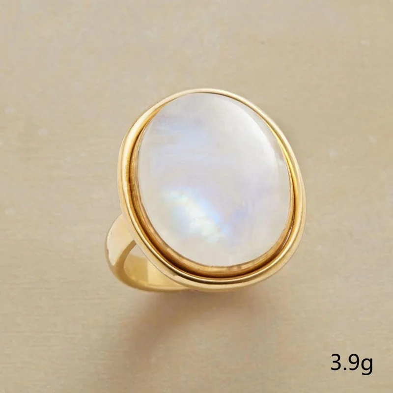 

2023 Cute Geometric Retro Gold Inlaid Opalescence Gems Anillos Mujer Woman Rings Korean Fashion Gothic Accessories Gold Jewelry