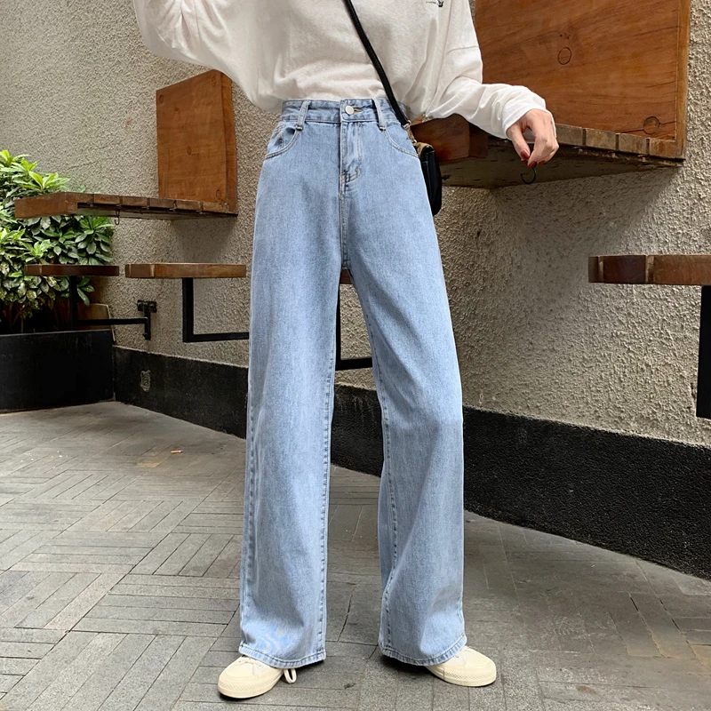 

Woman Jeans High Waist Clothes Wide Leg Denim Clothing Blue Streetwear Vintage Quality 2021 Fashion Harajuku Straight Pants