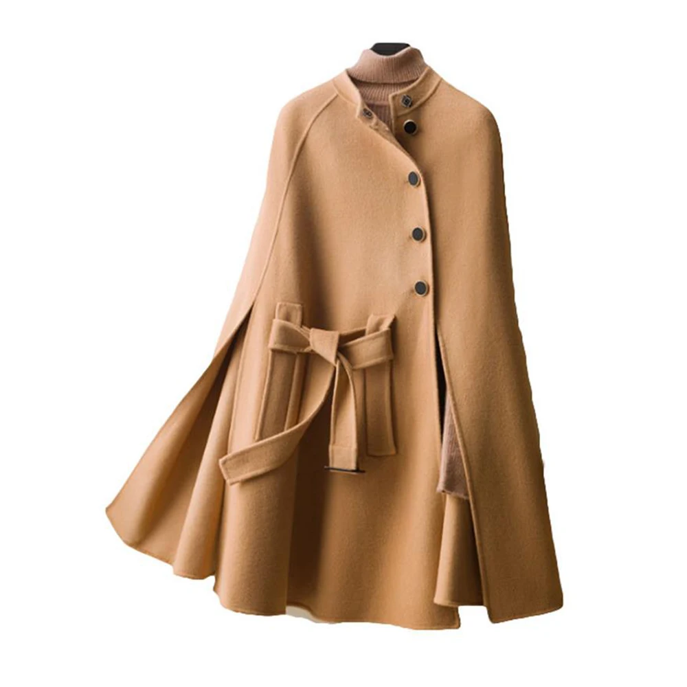 

Женская однотонная плащ средней длины, модное повседневное свободное теплое пальто с поясом