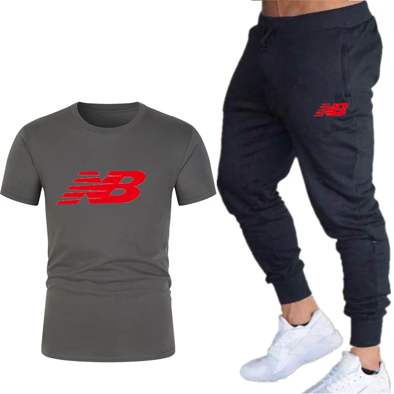 

Men's Brand fashion letterprinting Casual Tracksuit Summer Clothes Two Piece NB T Shirt Track Clothing Sweatsuit Sports Suits