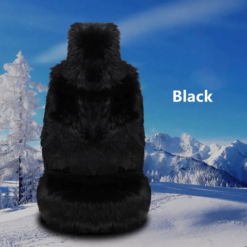 big black 1pcs Поставка Новая зимняя Автомобильная длинная плюшевая подушка/чехол для сиденья автомобиля плюшевый стульчик коврик шерстяной коврик - Название цвета: big black 1pcs
