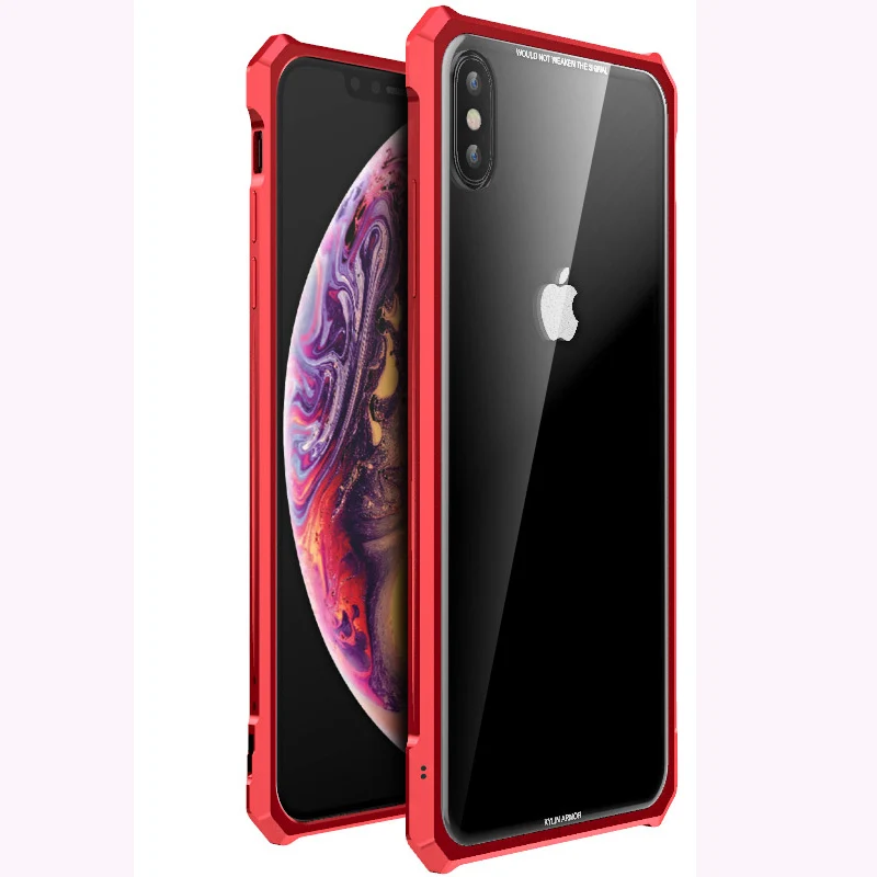 Роскошный металлический чехол для iPhone XS задняя крышка из прозрачного стекла