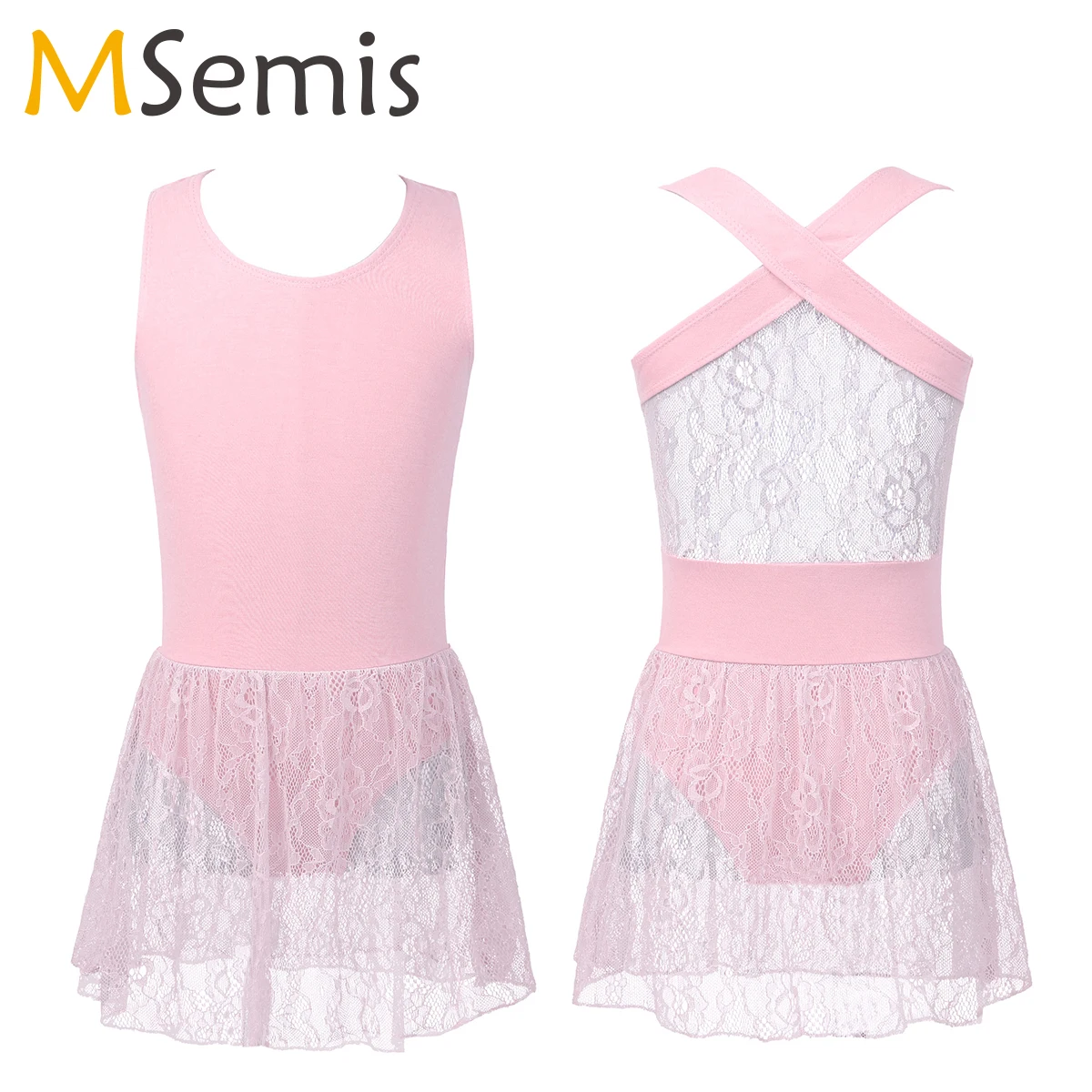 

MSemis Girls Ballet Dance Dress Tutu Leotard Kids Wear Children Performance Costumes Ballerina Skill Use Soft Lace Skirt