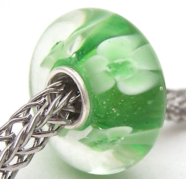 

PJG3029 100% S925 Sterling Silver Beads Murano Glass beads Fit European Charms Bracelet charms diy jewelry Lampwork GlassBeads